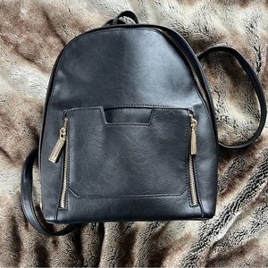 Big Buddha One Size Fits All Black Faux Leather Backpack